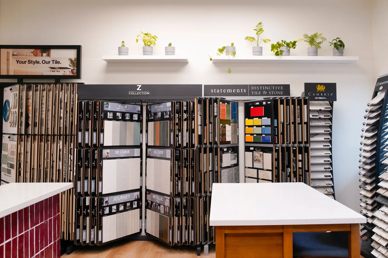Tile and backsplash displays at the Living By Design showroom in Bellingham, WA